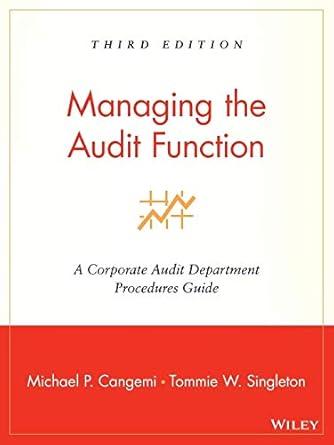 Managing the Audit Function: A Corporate Audit Department Procedures Guide