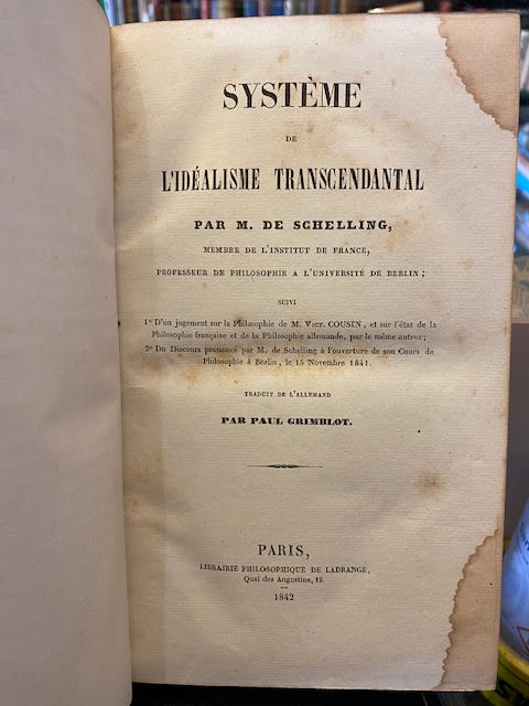 Image for Systeme de L'Ideallisme Transcendantal Systeme de L'Ideallisme Transcendantal
