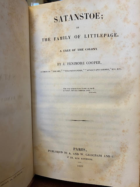 Image for Satanstoe : Or, The Family of Littlepage. A Tale of the Colony Satanstoe : Or, The Family of Littlepage. A Tale of the Colony