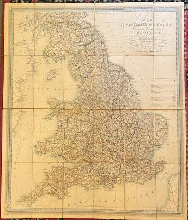 New and Improved Map of England and Wales : Including the Principal Part of Scotland, Wheron are Carefully Delineated all the Mail and Turnpike Roads Direct and Cross .