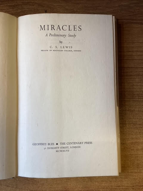 Image for Miracles: A Preliminary Study Miracles: A Preliminary Study