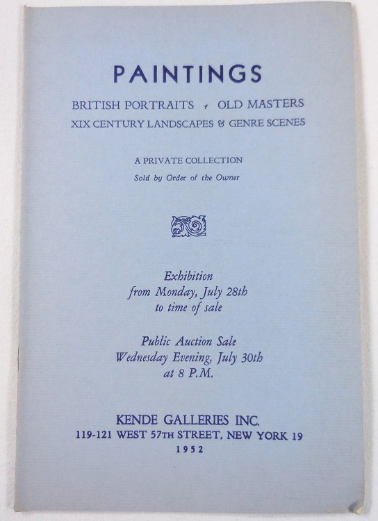Image for Paintings, British Portraits, Old Masters. New York: July 30, 1952 Paintings, British Portraits, Old Masters. New York: July 30, 1952
