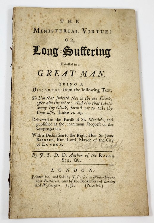 Image for The Ministerial Virtue: or, Long-Suffering Extolled in a Great Man The Ministerial Virtue: or, Long-Suffering Extolled in a Great Man