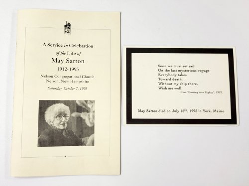 Image for A Service in Celebration of the Life Of May Sarton 1912-1995 A Service in Celebration of the Life Of May Sarton 1912-1995