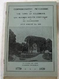 Commemorative Programme of the Town of Colebrook One Hundred Fiftieth Anniversary of Its Incorporation Held August 31st, 1929