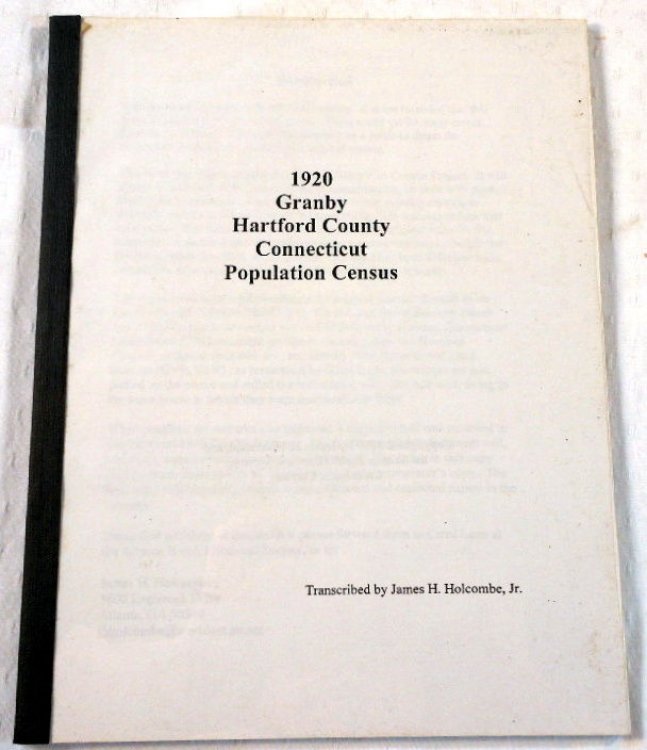 Image for 1920 Granby Hartford County Connecticut Population Census 1920 Granby Hartford County Connecticut Population Census