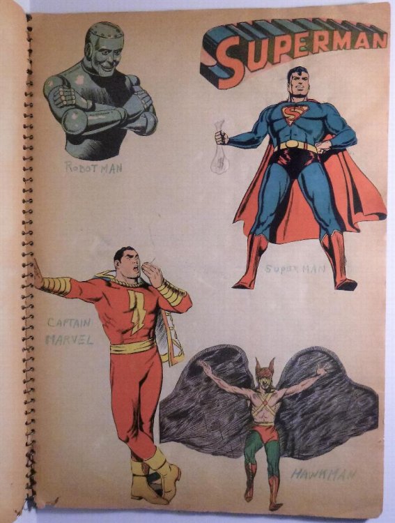 1943 WWII Scrapbook - Superheroes, Military, Postcard and Other items