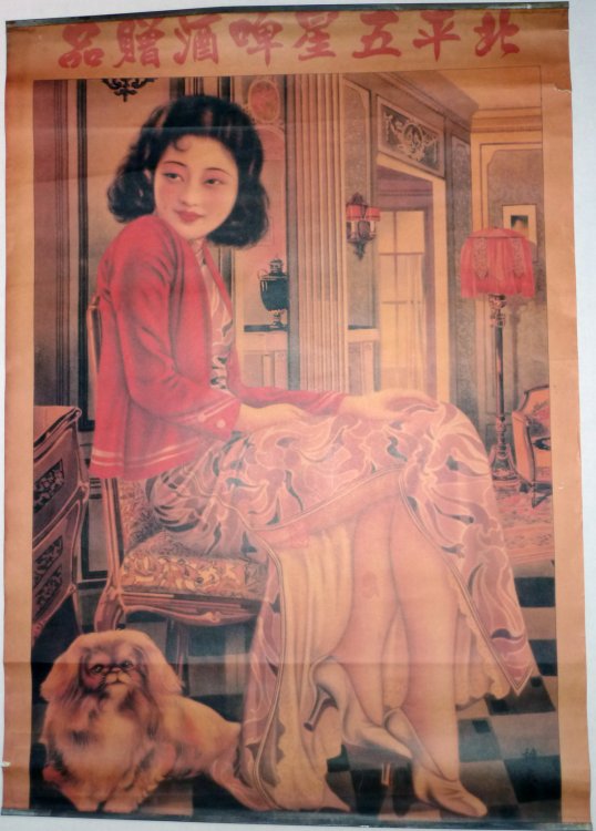 Seated Woman With Her Pekinese Dog