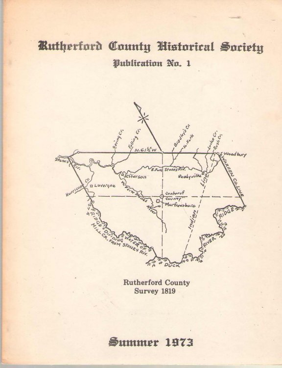 Rutherford County Historical Society Publication No. 1 June 1973
