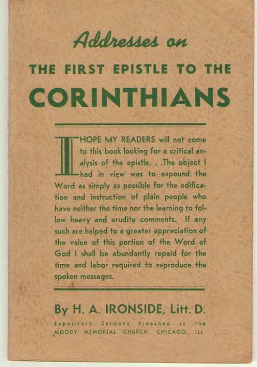 Addresses on the First Epistle to the Corinthians