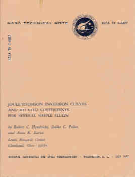 Joule-Thomson Inversion Curves and Related Coefficients for Several Simple Fluids (NASA TN D-6807)