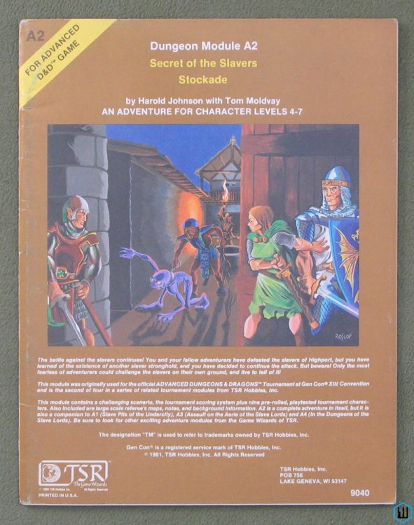 Secret of the Slavers Stockade (Advanced Dungeons Dragons A2) 1ST PRINT TSR 9040