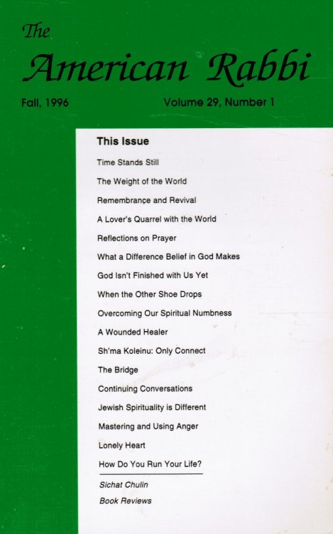 Image for The American Rabbi: Volume 29, Number 1, Fall 1996 The American Rabbi: Volume 29, Number 1, Fall 1996