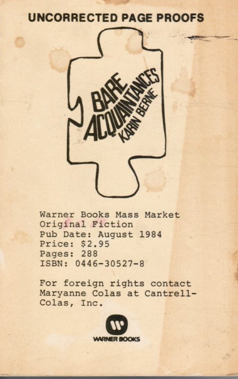 Bare Acquaintances; (Uncorrected Page Proofs)