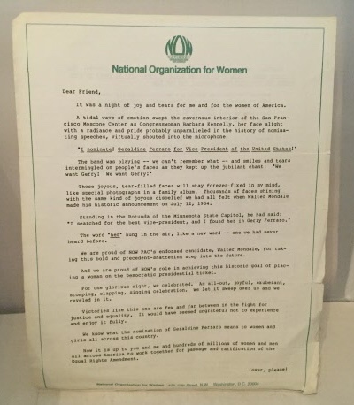 Image for Letter Of Congratulations, And Support For The Nomination Of Geraldine Ferraro For Vice-president Of The United States Letter Of Congratulations, And Support For The Nomination Of Geraldine Ferraro For Vice-president Of The United States