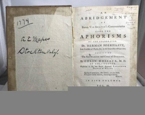 An Abridgement Of Baron Van Swieten's Commentaries Upon The Aphorisms Of The Celebrated Dr. Herman Boerhaave; Volume III Only (Of Five Volumes)
