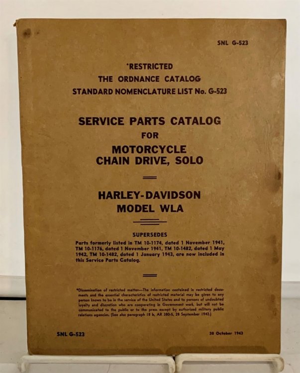 Image for Service Parts Catalog for Motorcycle Chain Drive, Solo (SNL G-523) - Harley-Davidson Model WLA; 30 October 1943 Service Parts Catalog for Motorcycle Chain Drive, Solo (SNL G-523) - Harley-Davidson Model WLA; 30 October 1943