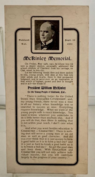 Mckinley Memorial; 1901 Address to the Young People of Oakland, Cal.