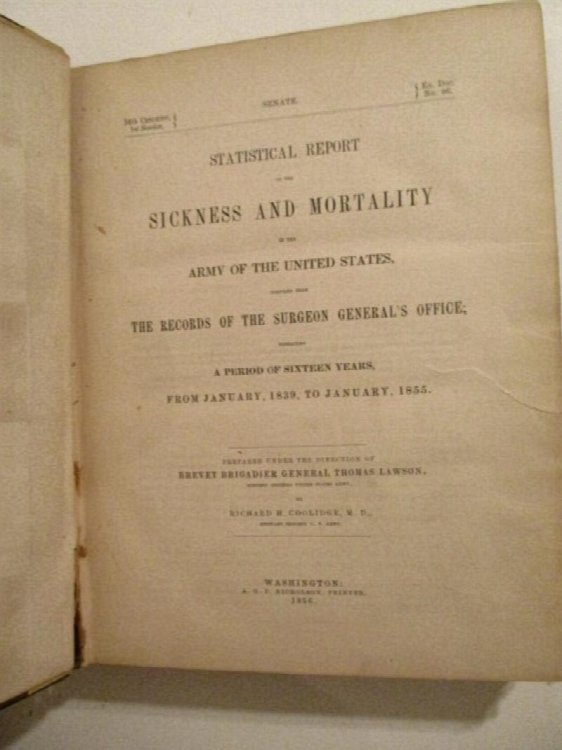 Image for Statistical Report on the Sickness and Mortality in the Army of the United States Compiled from the Records of the Surgeon General's Office Embracing a Period of Sixteen Years from January 1839 to January 1855. Statistical Report on the Sickness and Mortality in the Army of the United States Compiled from the Records of the Surgeon General's Office Embracing a Period of Sixteen Years from January 1839 to January 1855.