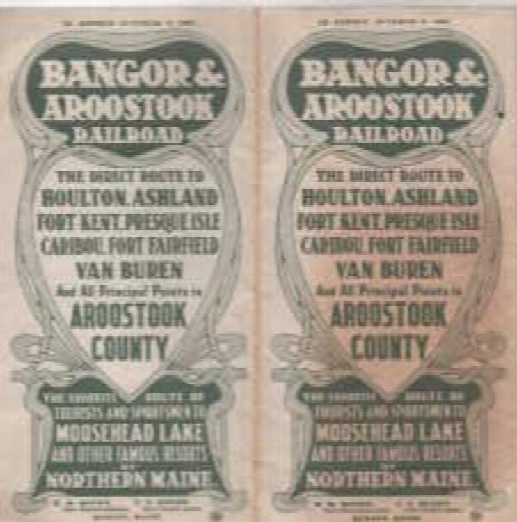 Image for BANGOR AND AROOSTOOK RAILROAD TIMETABLE 1905 BANGOR AND AROOSTOOK RAILROAD TIMETABLE 1905