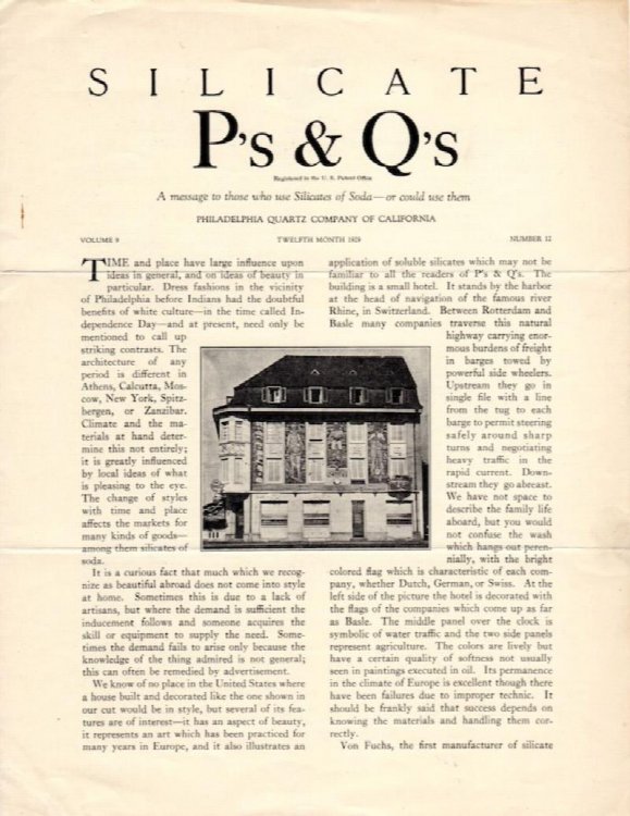 Image for SILICATE P'S & Q'S: A MESSAGE TO THOSE WHO USE SILICATES OF SODA - OR COULD USE THEM, VOL. 9, NO. 12, DECEMBER 1929 SILICATE P'S & Q'S: A MESSAGE TO THOSE WHO USE SILICATES OF SODA - OR COULD USE THEM, VOL. 9, NO. 12, DECEMBER 1929