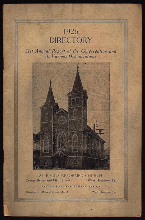 1926 DIRECTORY: 31ST ANNUAL REPORT OF THE CONGREGATION AND ITS VARIOUS ORGANIZATIONS