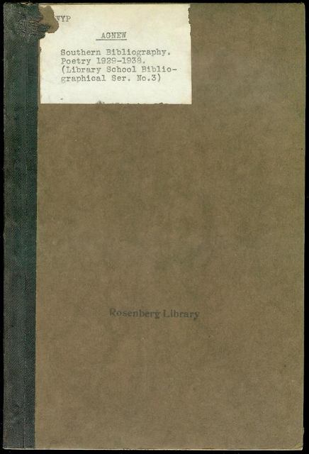 A Southern Bibliography: Poetry 1929-1938