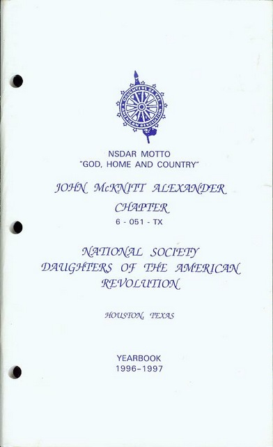 Image for National Society Daughters of the American Revolution Yearbook 1996-1997 (John McKnitt Alexander Chapter, Houston, Texas) National Society Daughters of the American Revolution Yearbook 1996-1997 (John McKnitt Alexander Chapter, Houston, Texas)