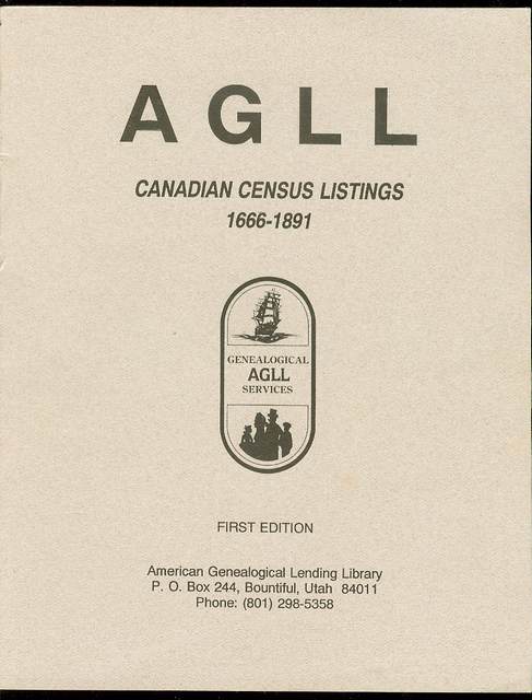 Image for AGLL Canadian Census Listings, 1666-1891 AGLL Canadian Census Listings, 1666-1891