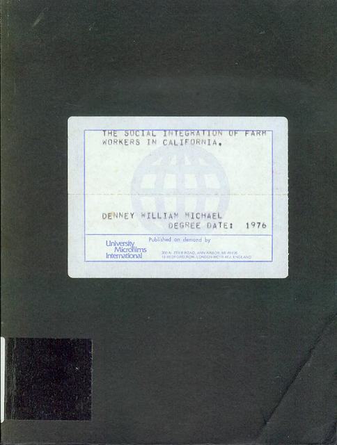 The Social Integration of Farm Workers in California