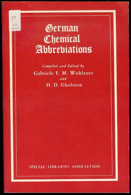 Image for German Chemical Abbreviations German Chemical Abbreviations
