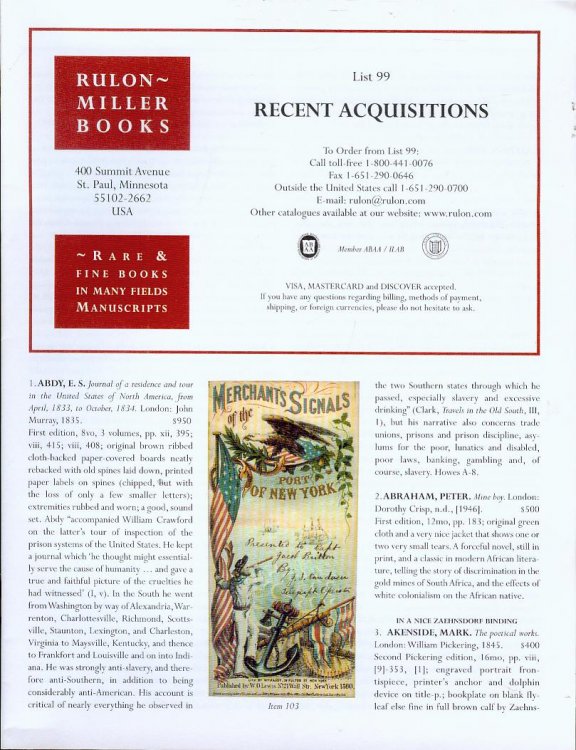 Recent Acquisitions (List 99)
