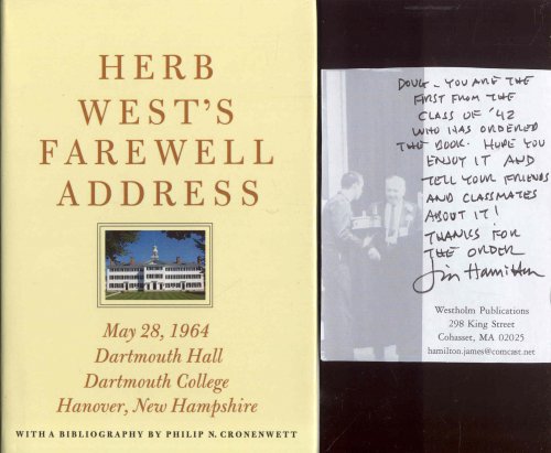 Image for Herb West's Farewell Address: May 28, 1964 - Dartmouth Hall, Dartmouth College, Hanover, New Hampshire Herb West's Farewell Address: May 28, 1964 - Dartmouth Hall, Dartmouth College, Hanover, New Hampshire