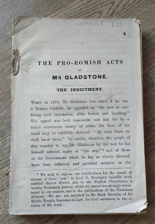 Gladstone, Ireland, Rome. A Word of Warning to Electors [The Pro-Romish Acts of Mr Gladstone]