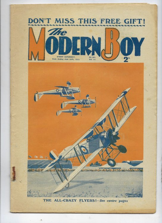 Image for The Modern Boy No. 281 Vol. 11 - 24/06/1933 (24th June1933) - Containing W E Johns Centrefold - All-Crazy Flyers! The Modern Boy No. 281 Vol. 11 - 24/06/1933 (24th June1933) - Containing W E Johns Centrefold - All-Crazy Flyers!