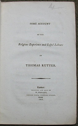 Image for Some Account of the Religious Experience and Gospel Labours of Thomas Rutter. Some Account of the Religious Experience and Gospel Labours of Thomas Rutter.