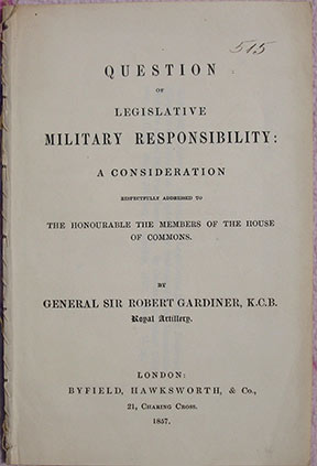 Image for Question of Legislative Military Responsibility: A Consideration . Question of Legislative Military Responsibility: A Consideration .
