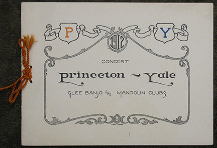 Image for Concert by the Yale - Princeton Glee, Banjo and Mandolin Clubs. Friday evening, November 15th, 1912. Alexander Hall. Princeton, New Jersey. Concert by the Yale - Princeton Glee, Banjo and Mandolin Clubs. Friday evening, November 15th, 1912. Alexander Hall. Princeton, New Jersey.