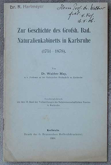 Image for Zur Geschichte des Grossh. Bad. Naturalienkabinetts in Karlsruhe (1751 - 1878). Zur Geschichte des Grossh. Bad. Naturalienkabinetts in Karlsruhe (1751 - 1878).