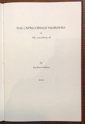 Image for The Capricornus Murders or All in a Bind. The Capricornus Murders or All in a Bind.