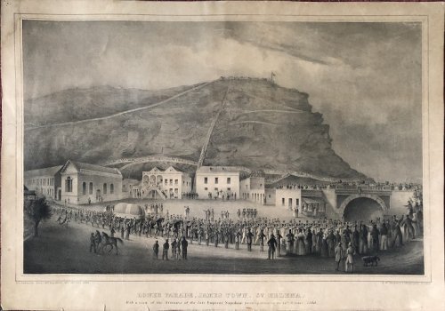 Image for Lower Parade, James Town, St. Helena. With a view of the Remains of the late Emperor Napoleon passing down on the 15th October, 1840. Lower Parade, James Town, St. Helena. With a view of the Remains of the late Emperor Napoleon passing down on the 15th October, 1840.