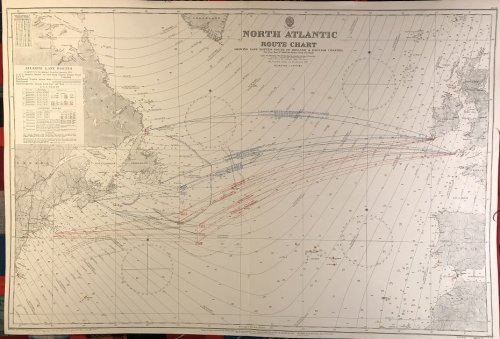 Image for North Atlantic Route Chart. Showing Lane Routes South of Ireland & English Channel. North Atlantic Route Chart. Showing Lane Routes South of Ireland & English Channel.