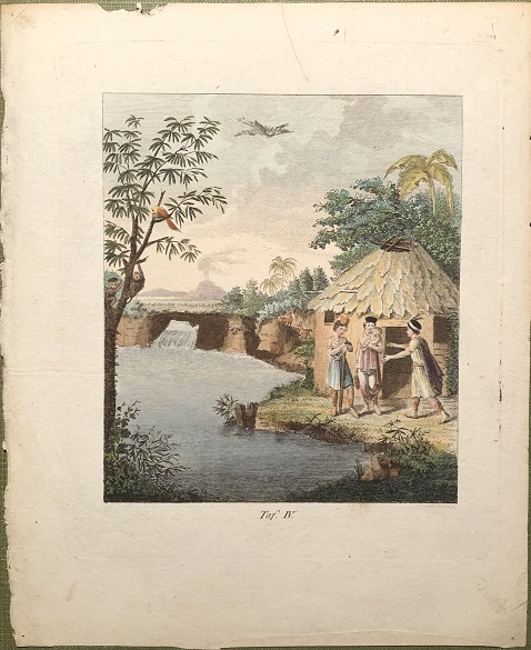 Image for zeigt die Felsenbructe zwischen Quito und Posto, eine Peruanische hutte, einige Peruaner beiderlei Geschlechts, und einige Vicunnas. zeigt die Felsenbructe zwischen Quito und Posto, eine Peruanische hutte, einige Peruaner beiderlei Geschlechts, und einige Vicunnas.