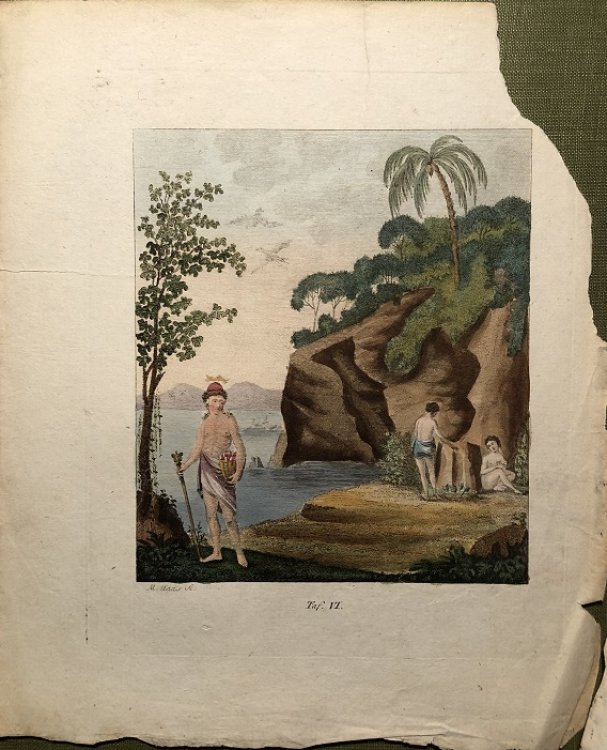 Image for stellt einem Mico oder Anfuhrer der freien Indianer vor, und die Weiber des Mico, die ihre abgeschnittenen haare aus das mit Pfeilen umpflanzte Grab streuen stellt einem Mico oder Anfuhrer der freien Indianer vor, und die Weiber des Mico, die ihre abgeschnittenen haare aus das mit Pfeilen umpflanzte Grab streuen