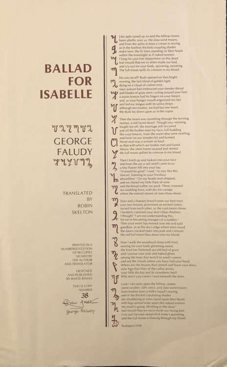 Image for Ballad For Isabelle. Translated by Robin Skelton. Ballad For Isabelle. Translated by Robin Skelton.