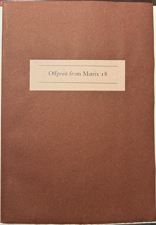 Image for Offprint from Matrix 18. Offprint from Matrix 18.