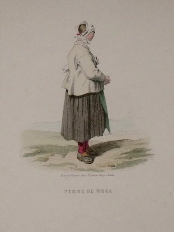 Attractive original engraving of Femme de Mora. Woman from Mora.