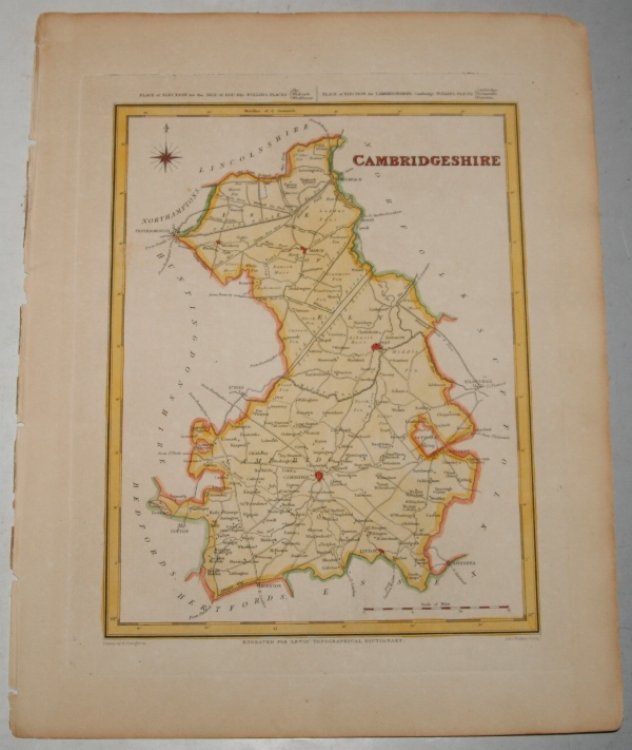 ORIGINAL ENGRAVED MAP OF Cambridgeshire. Engraved for LEWIS's “Topographical Dictionary” and drawn by R. Creighton. From: “AN ATLAS comprising Maps of the Several Counties, divided into Unions….”.