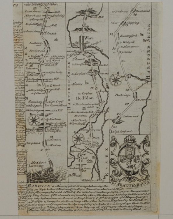 Attractive miniature Antique county map: NOTTINGHAMSHIRE. From: BRITANNIA DEPICTA. or &ldquo;Ogilby Improv'd&rdquo;