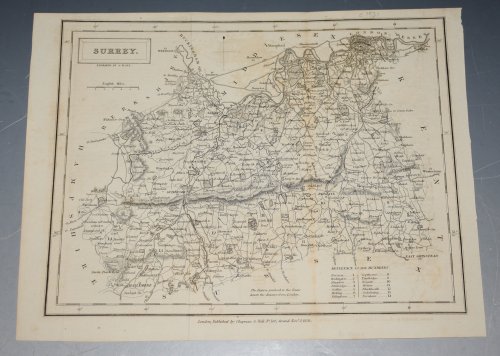 ORIGINAL ENGRAVED ANTIQUE MAP OF SURREY